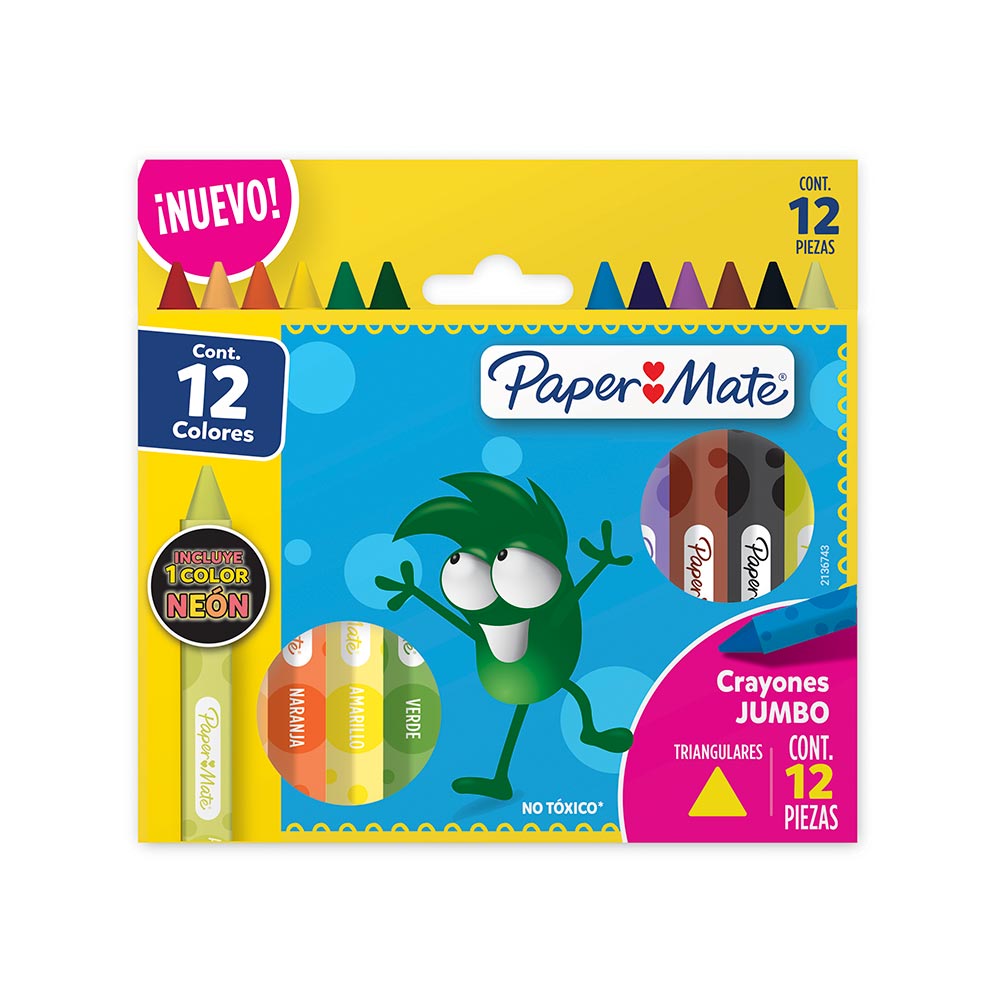 Creyon triangular grueso Paper Mate x12