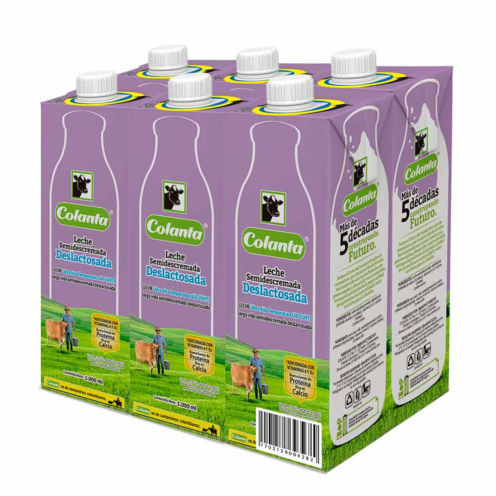 Leche Semidescremada Colanta Deslactosada x6 Und x1000ml