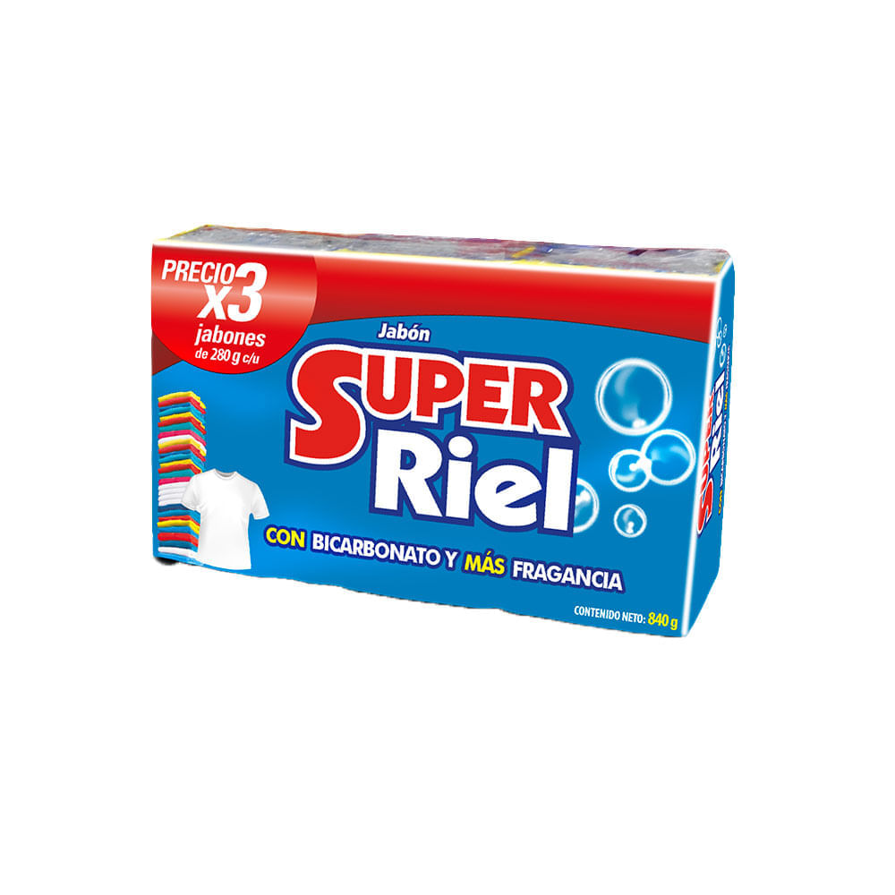 Jabon Super Riel Bicarbonato Barra x3 Und x280grs