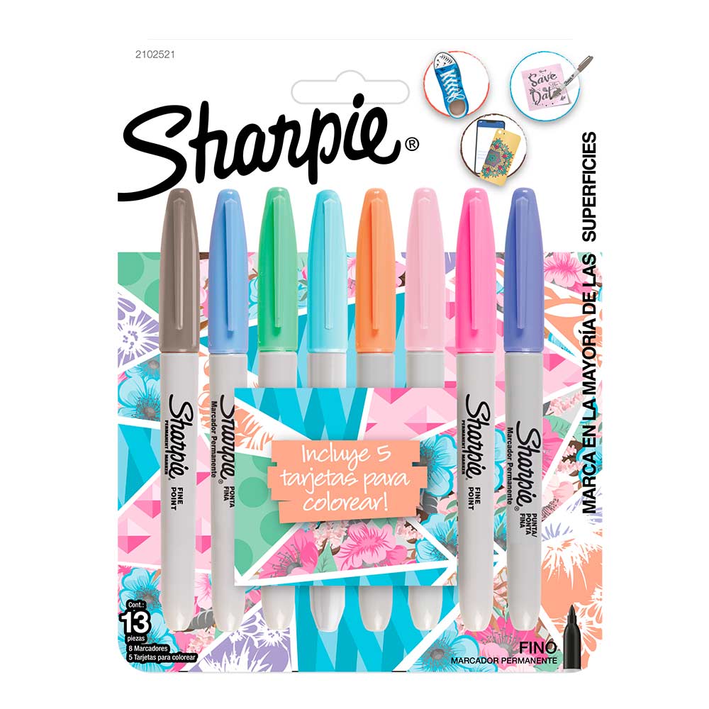 Sharpie fine pastel tx8 (+5 tj colorear) sanford