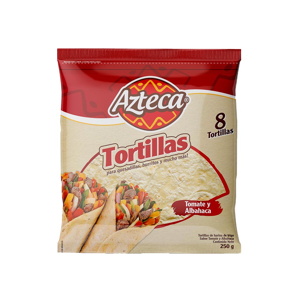 Tortillas Azteca tomate albahaca x8und x250g