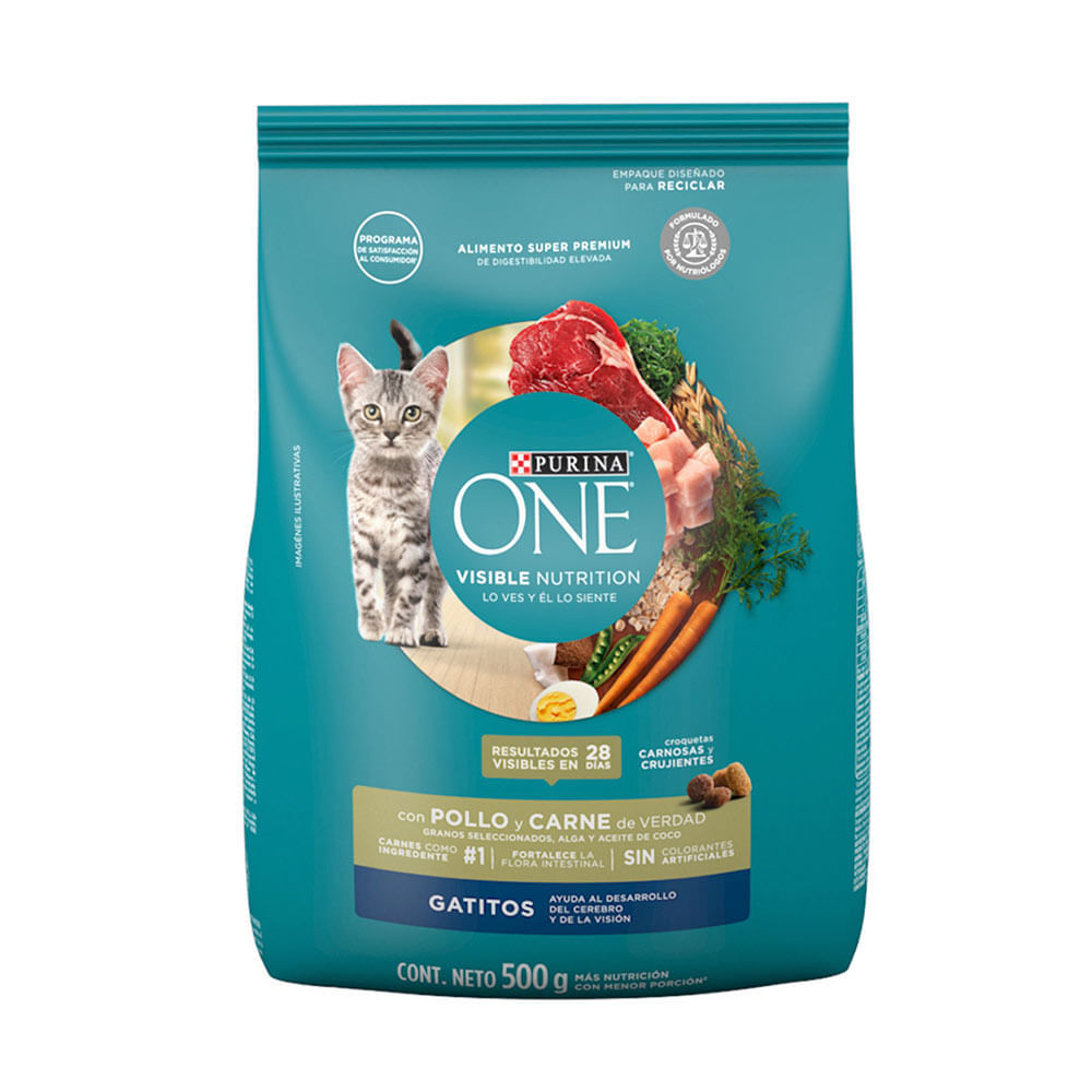 Comida para gatitos Purina One pollo y carne x500g