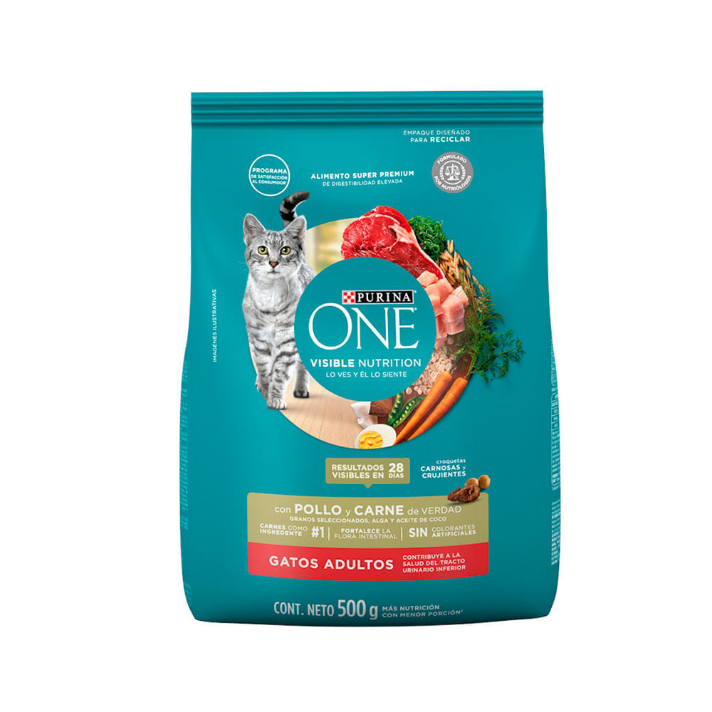 Comida para gatos Purina One pollo y carne x500g
