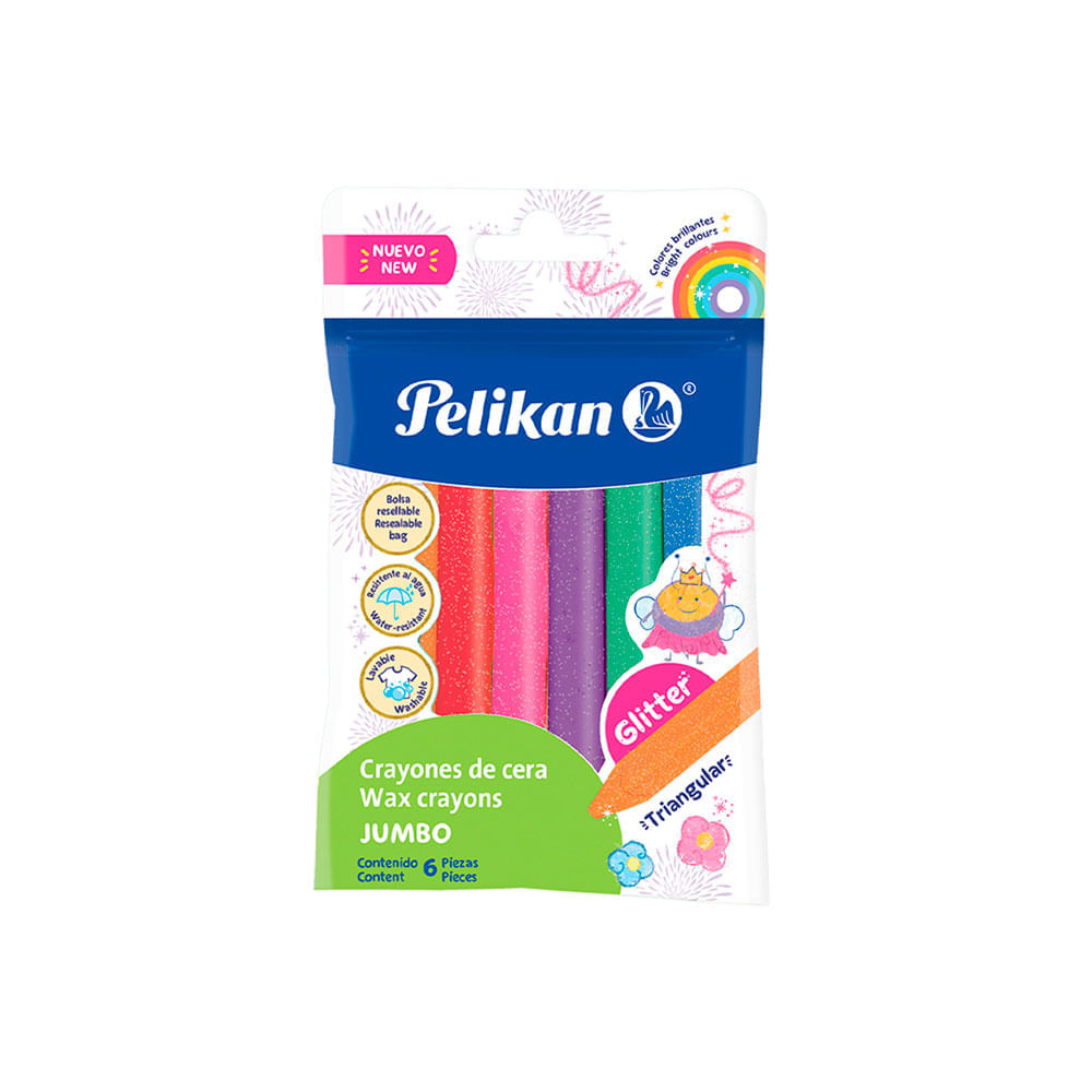 Pelicrayones jumbo triangular glitter Pelikan