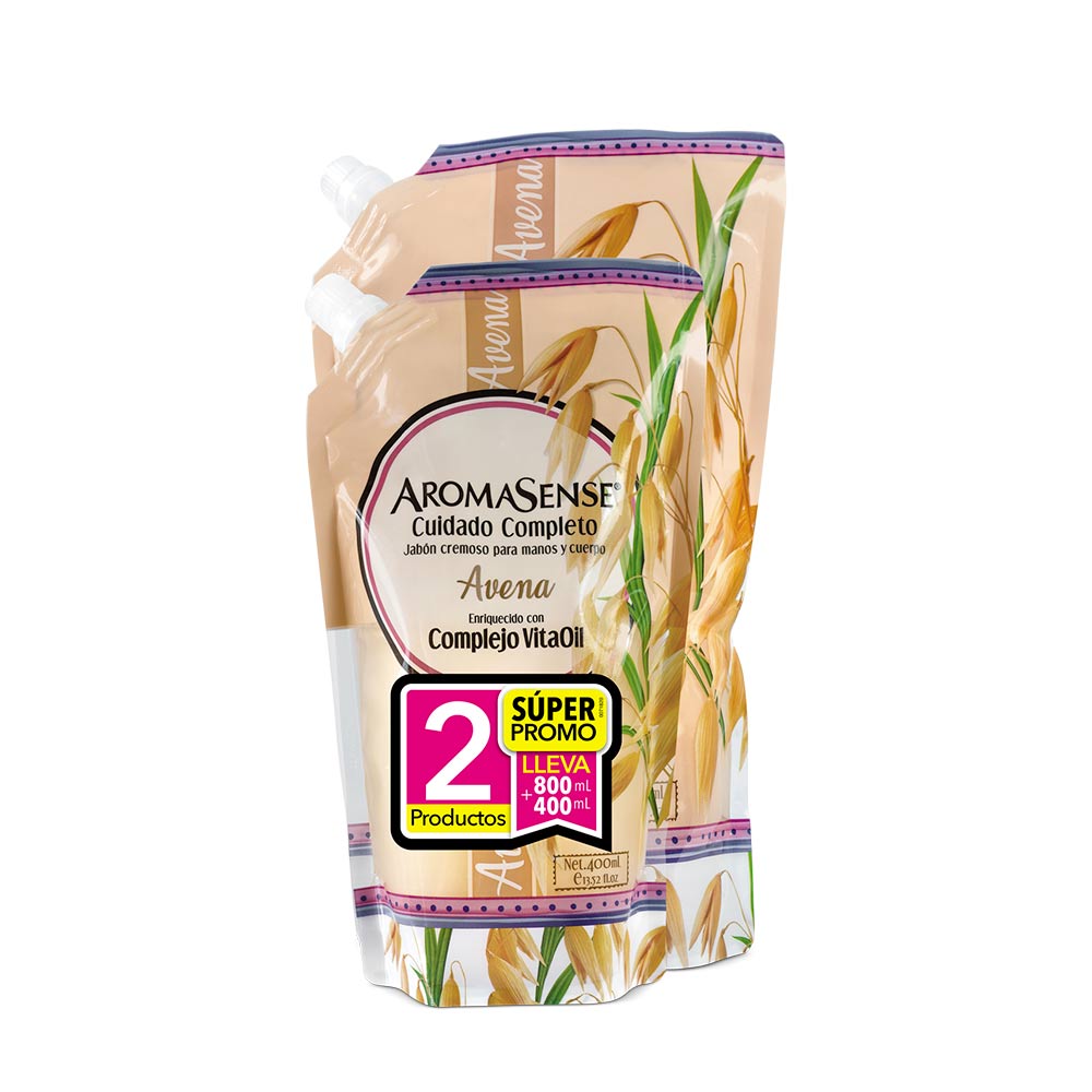 Jabon Aromasense Avena Liquido x800ml + 400ml