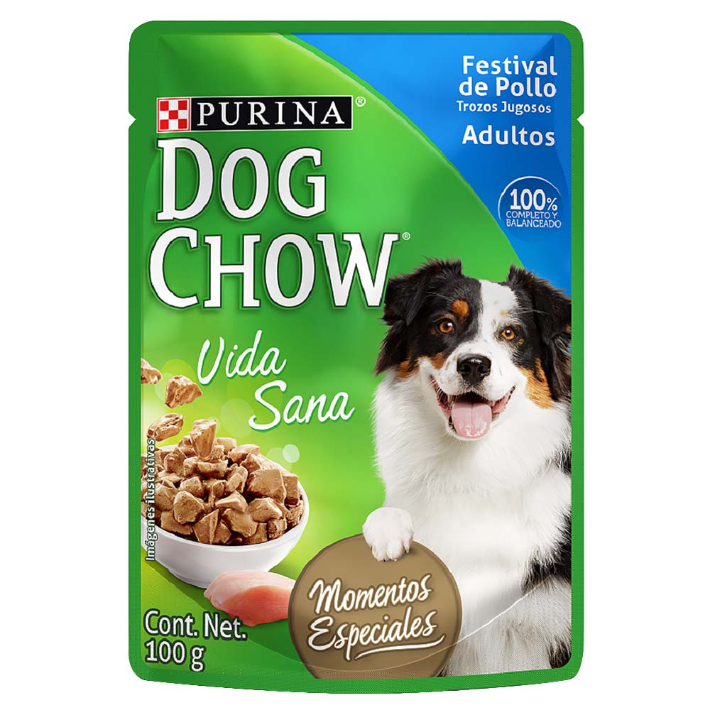 Alimento humedo Dog Chow para perro adultos sabor a pollo x100g