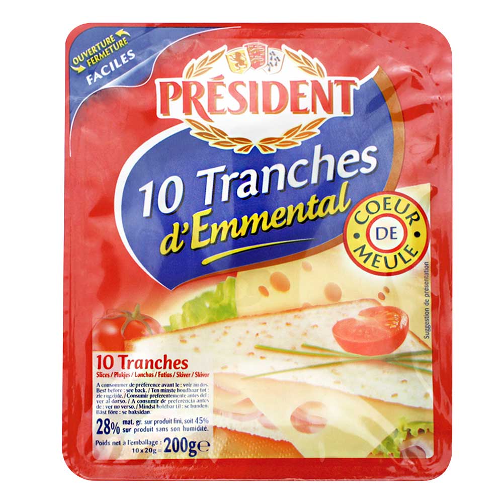 Queso Emmental Tajado De 10 President X 200 g