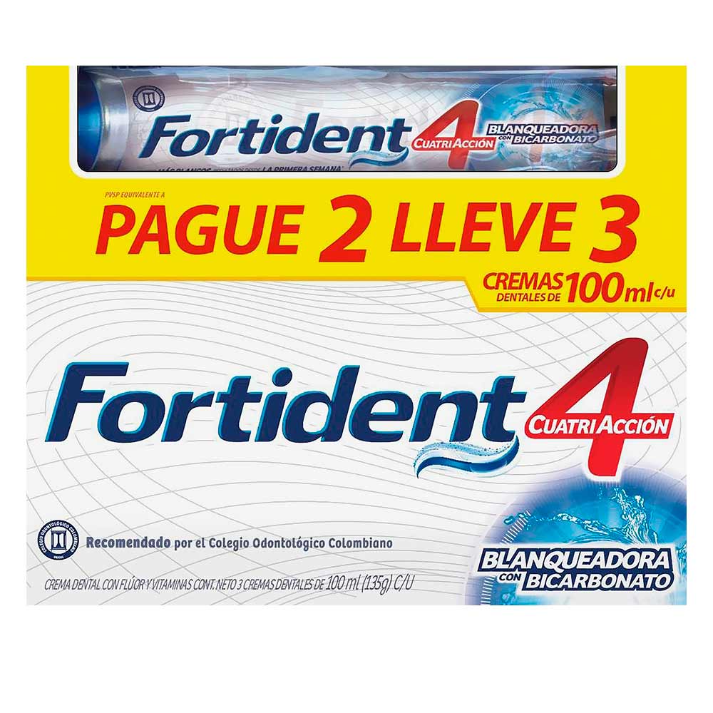 Crema Dental Fortident Blanqueadora x 135 g c-u Pague 2 Lleve 3