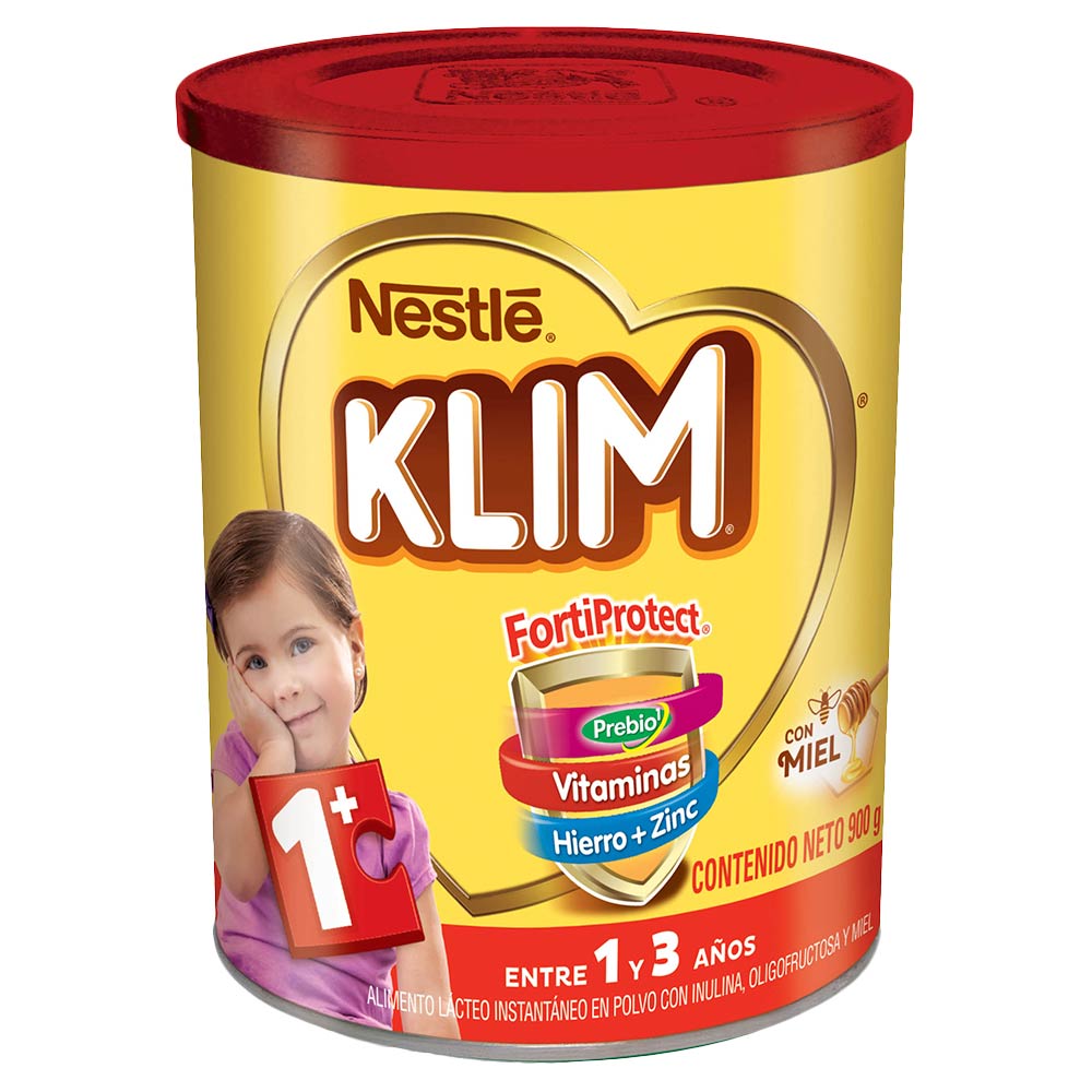 Alimento Lácteo en polvo Klim 1+ con Prebióticos y miel x 900 g.