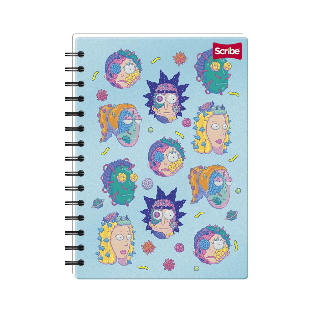 Cuaderno Espiral Pasta Dura 95 Rayado Rick & Morty 80 Hojas Scribe Surtido
