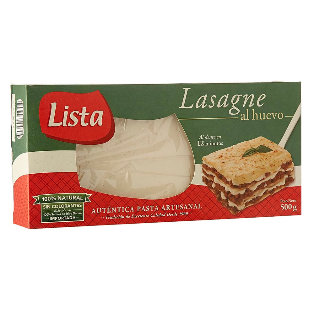 Lasagne huevo artesanal Lista x 500g.