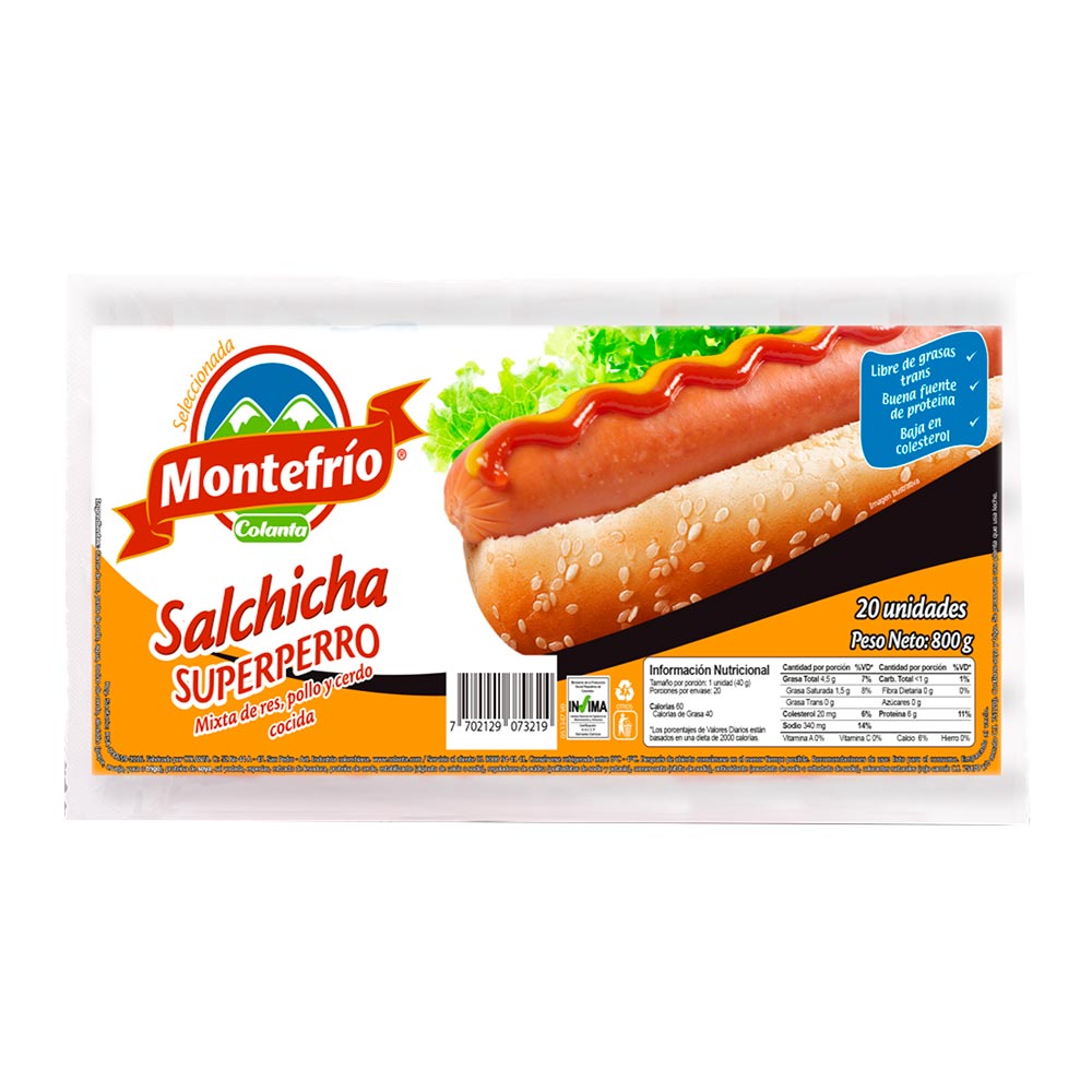 Salchicha mixta Montefrio superperro x20und x800g