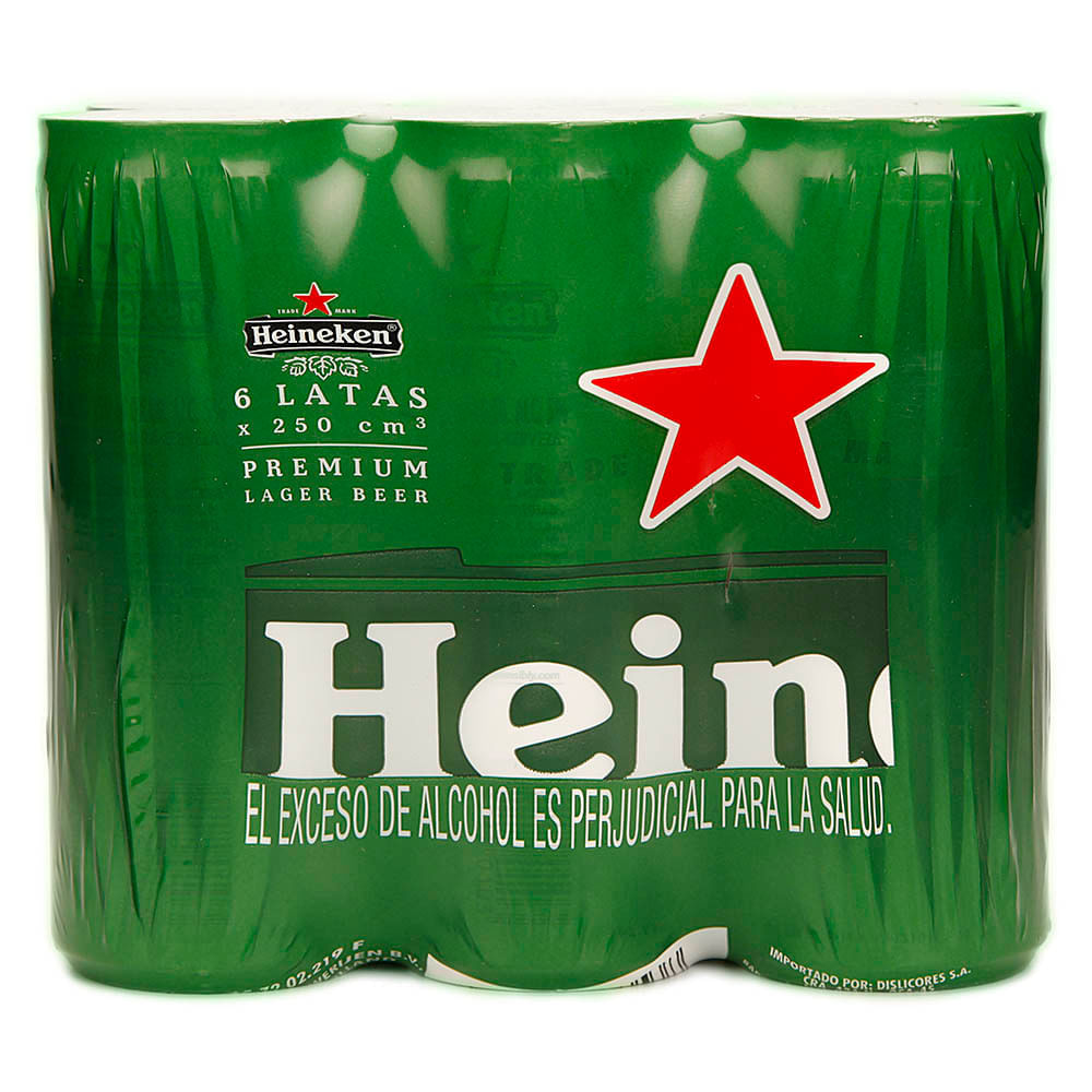 Cerveza Heineken Lata x 6Und x 250Ml C-U