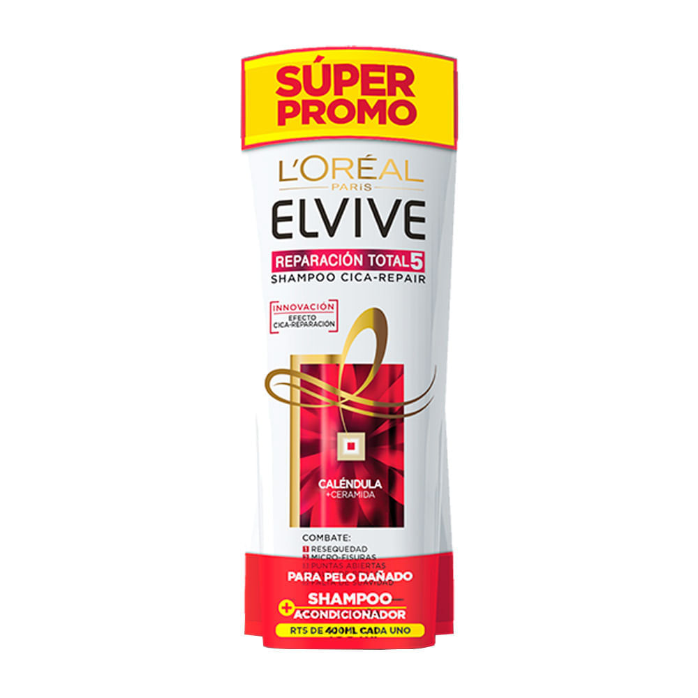 Pack Shampoo + Acondicionador L'Oréal Paris Elvive Reparación Total 5 x 400 Ml