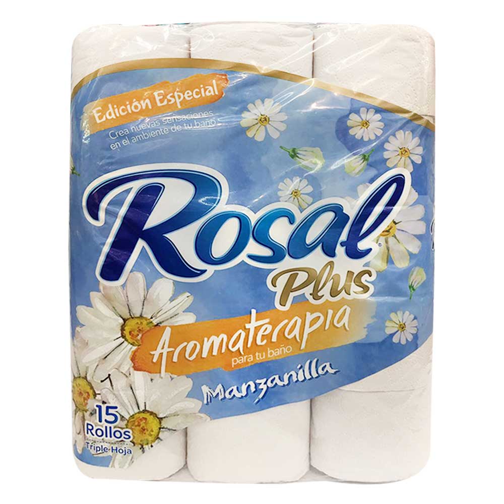 Papel higiénico Rosal plus manzanilla triple hoja x 15 rollos x 32 m c-u