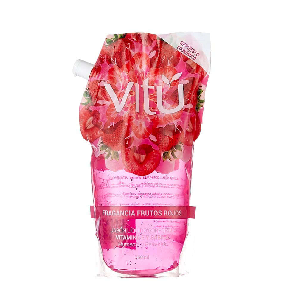 Jabón líquido corporal Vitu frutos rojos repuesto x 750 ml