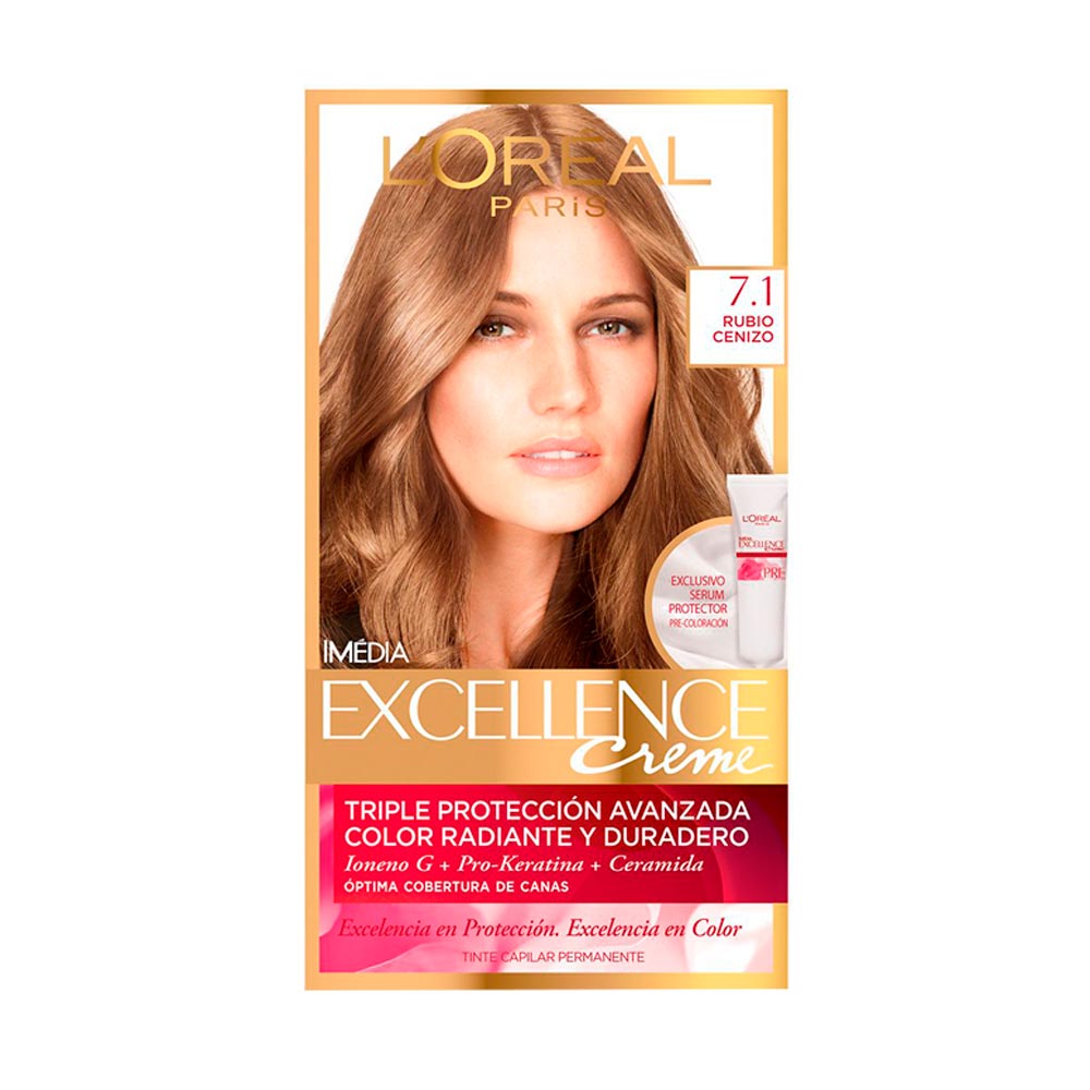 Tinte L'Oréal Paris Excellence Creme Rubio Ceniza 7.1