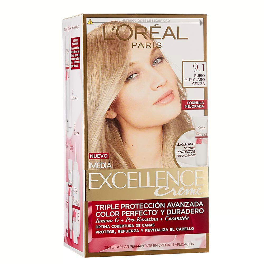 Tinte L'Oréal Paris Excellence Creme Rubio Muy Claro Ceniza 9.1