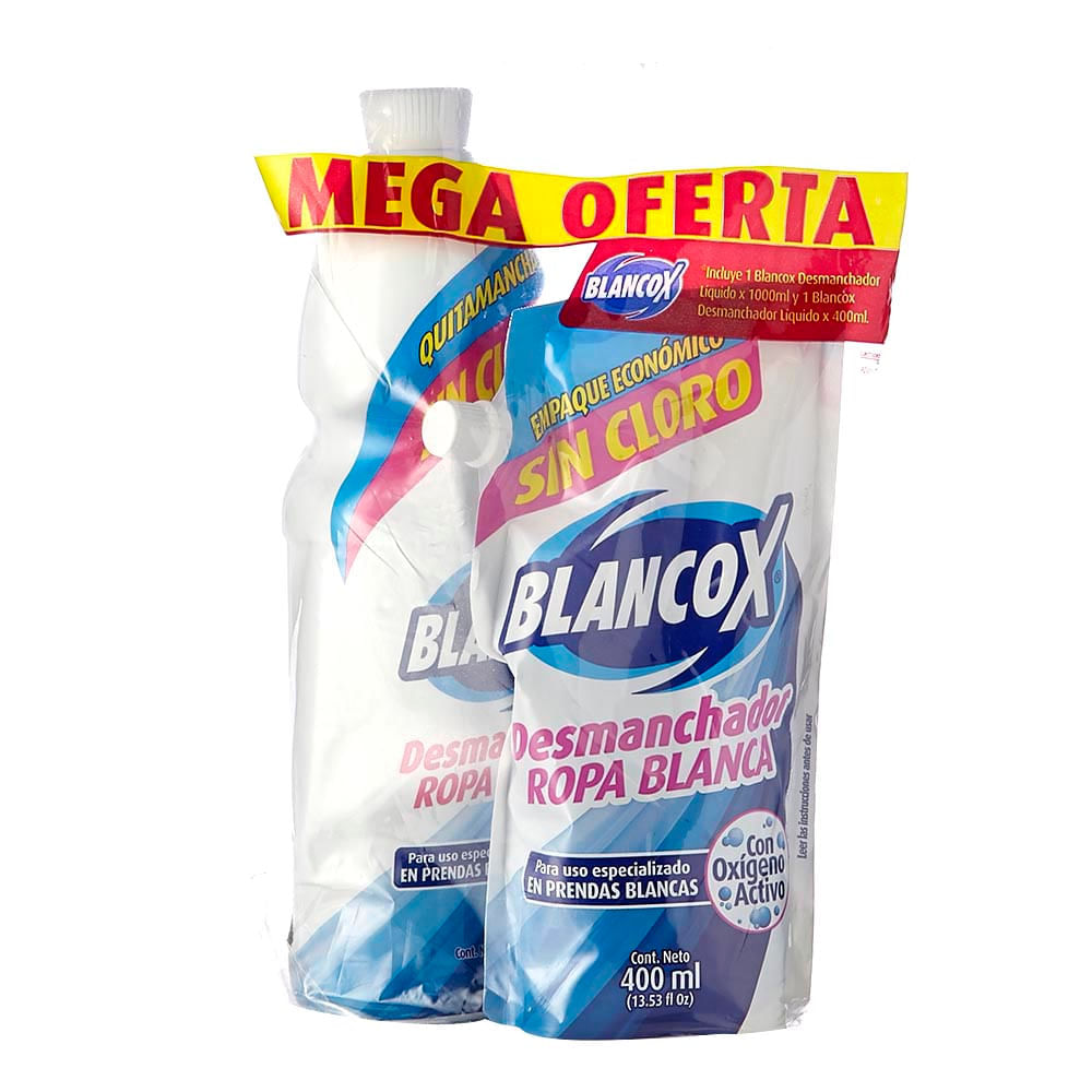 Desmanchador Blancox ropa blanca x 1000ml gratis desmanchador x 400ml
