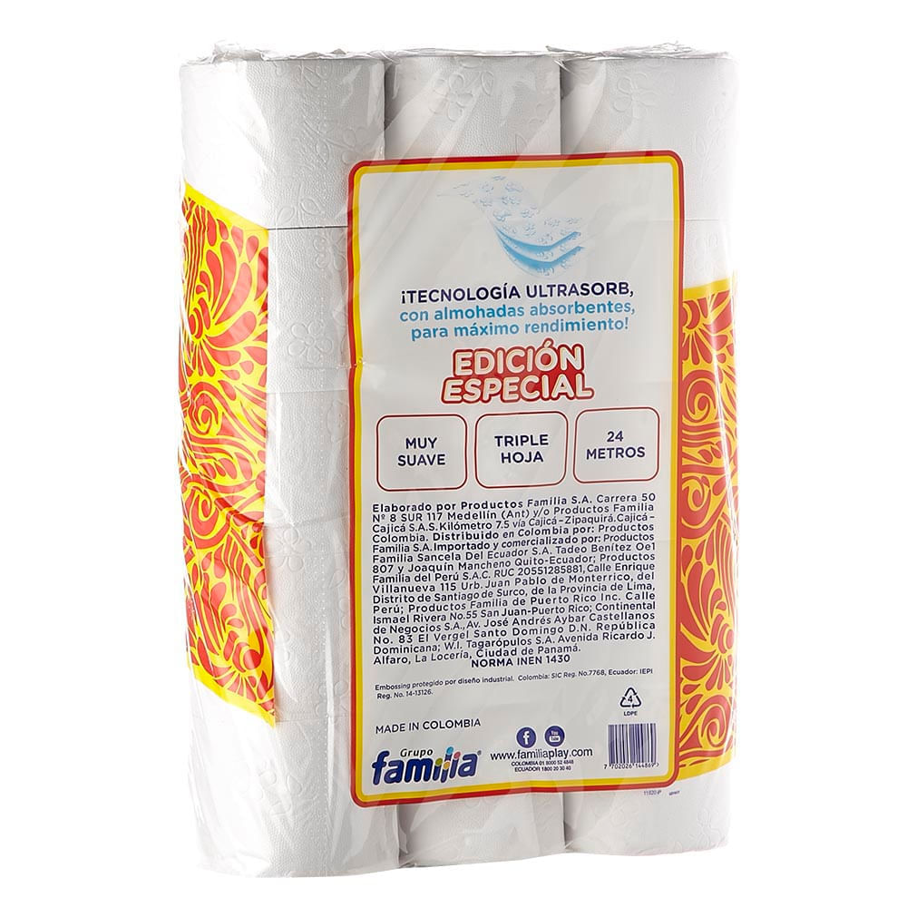 Papel higiénico Familia acolchamax triple hoja rollo x 15unds