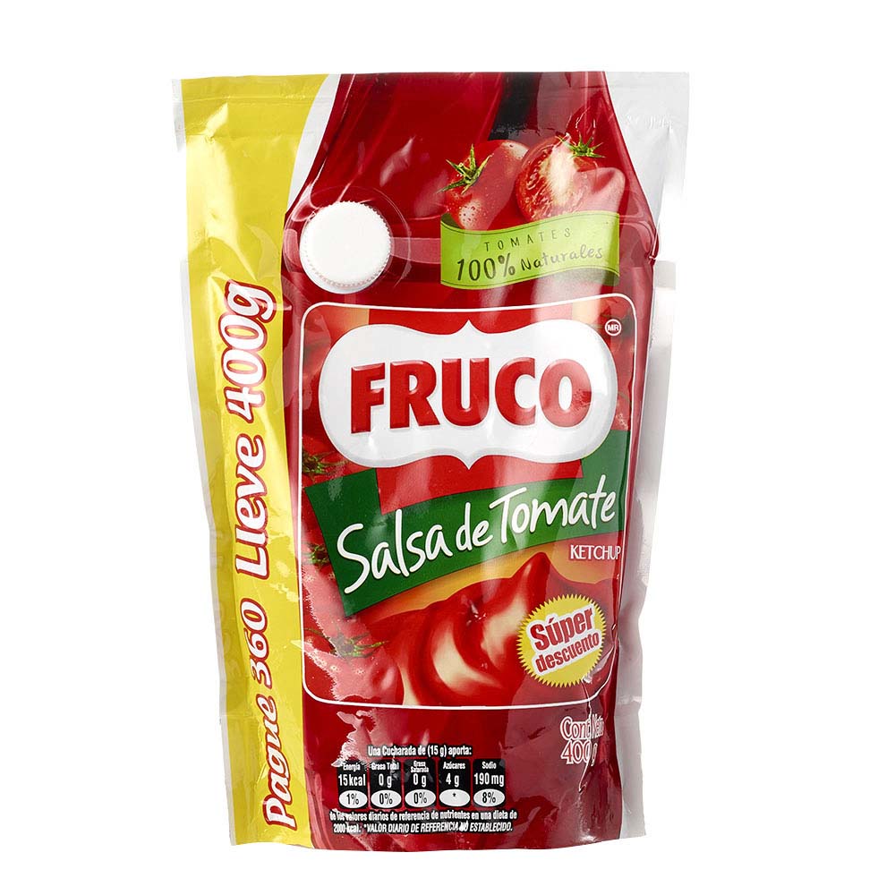 Salsa Fruco tomate doy pack pague 360g lleve 400g
