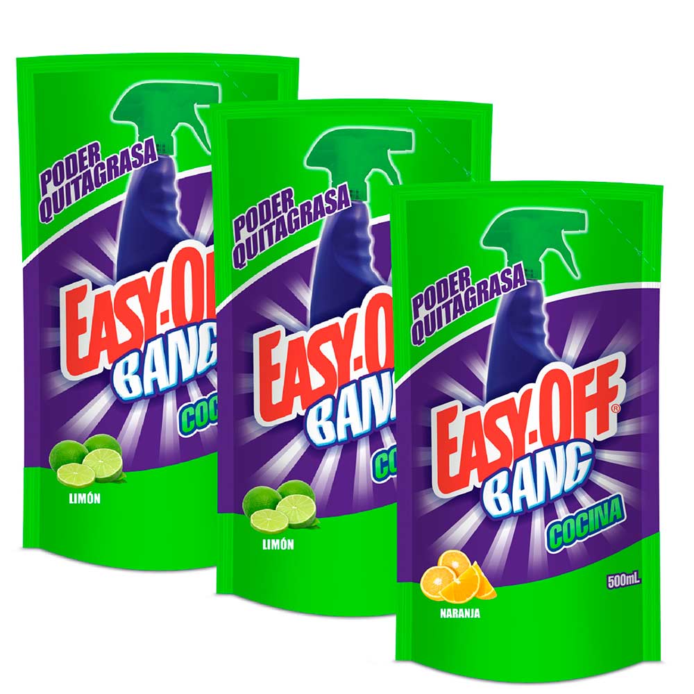Quitagrasa Easy Off Bang limón x500ml x2 + naranja x500ml