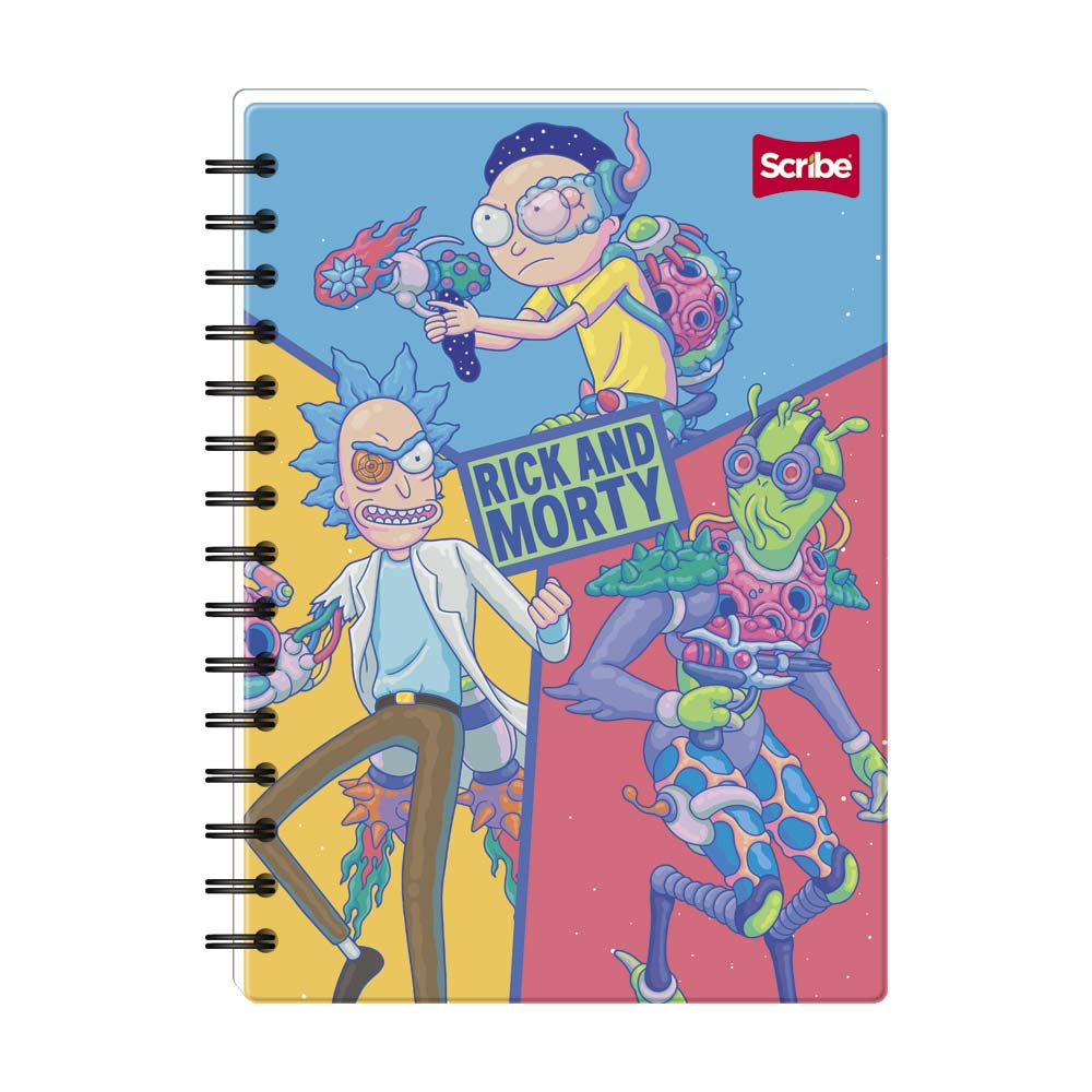 Cuaderno argollado pasta dura grande Rick And Morty 80 hojas rayado Scribe Surtido