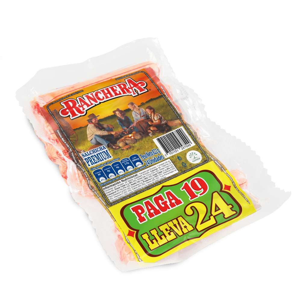Salchicha Ranchera Premium pague 19 lleve 24 x650g