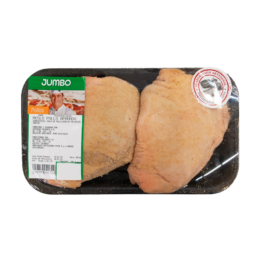 Muslo pollo apanado