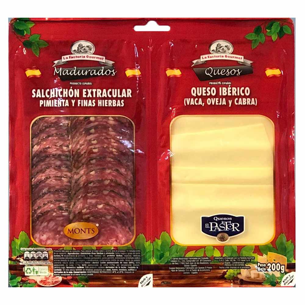 Salchichón La Factoria pimienta y finas hierbas + queso ibérico x200g