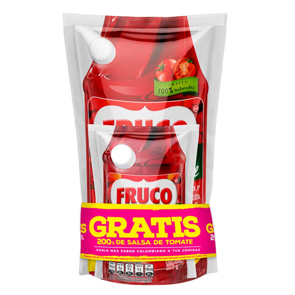 Salsa de tomate Fruco doypack pague 900g lleve 1000g gratis x200g