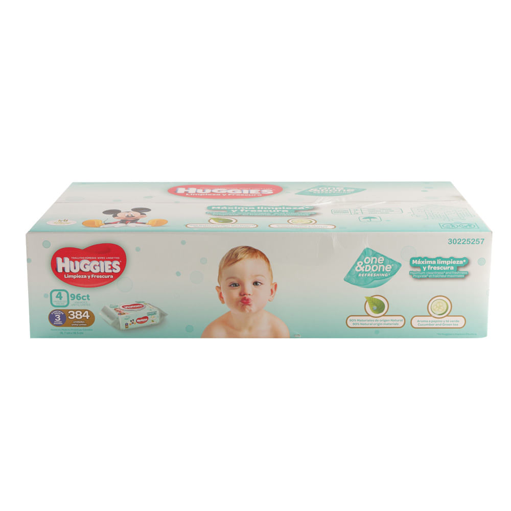 Toallitas humedas Huggies one done x 4 paquetes x 96 und c-u precio especial