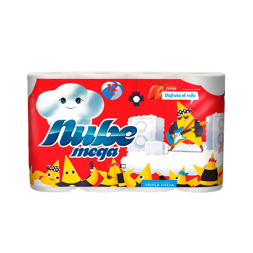 Papel higiénico Nube mega rollo triple hoja x12 rollos x35mts c/u