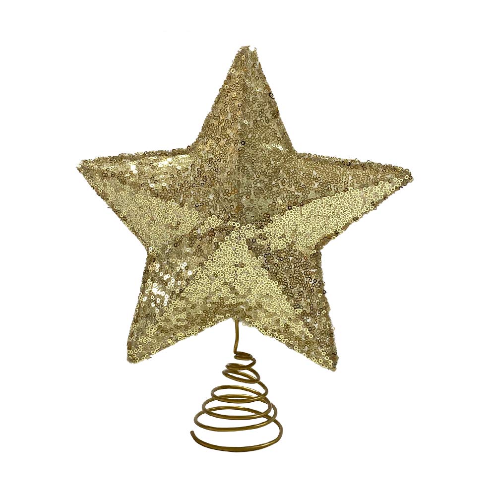 Punta de Árbol Con Lentejuelas Gold Navidad Krea