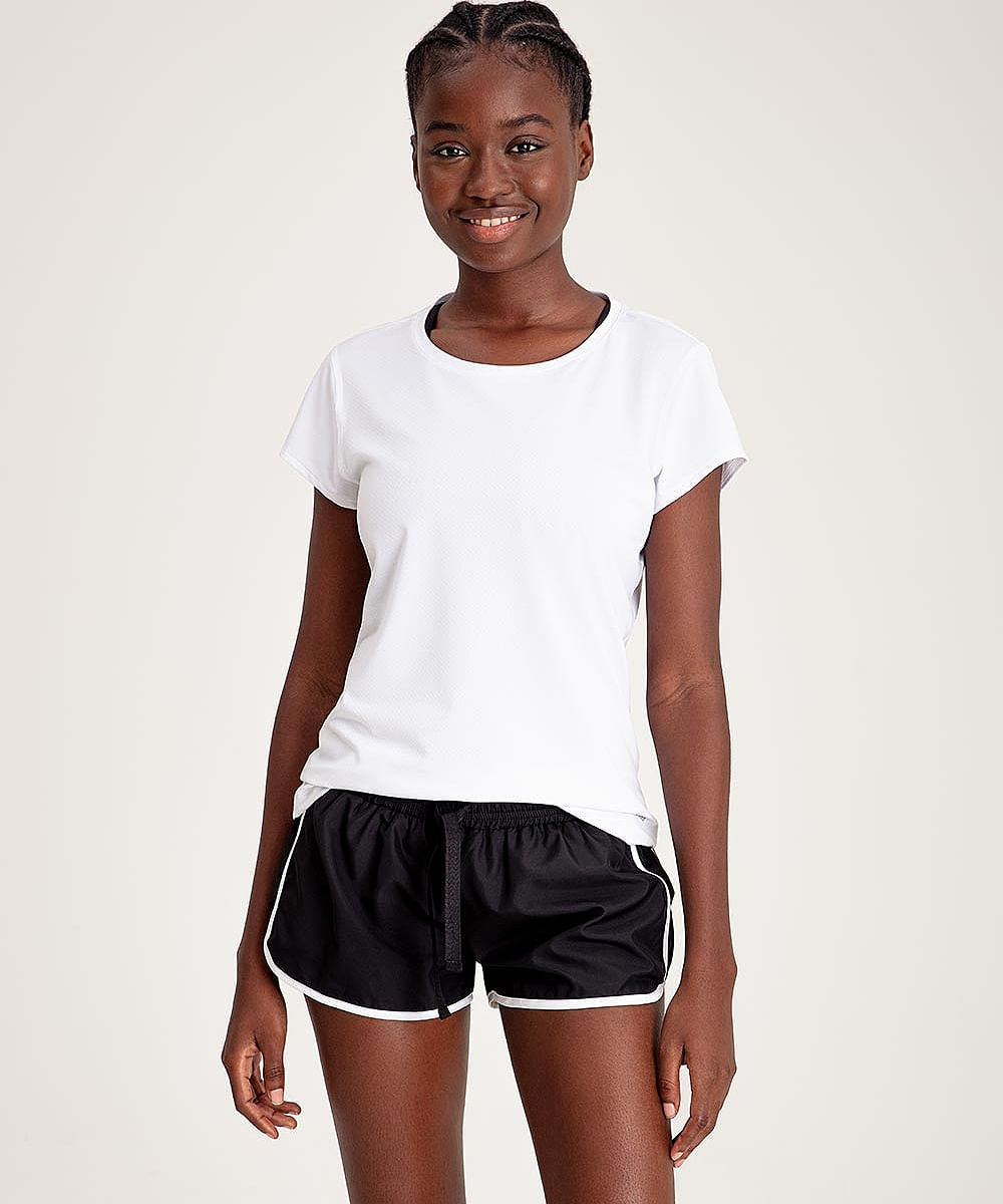 Camiseta m/c en tejido de punto poliéster Femenino Blanco Liso LARA