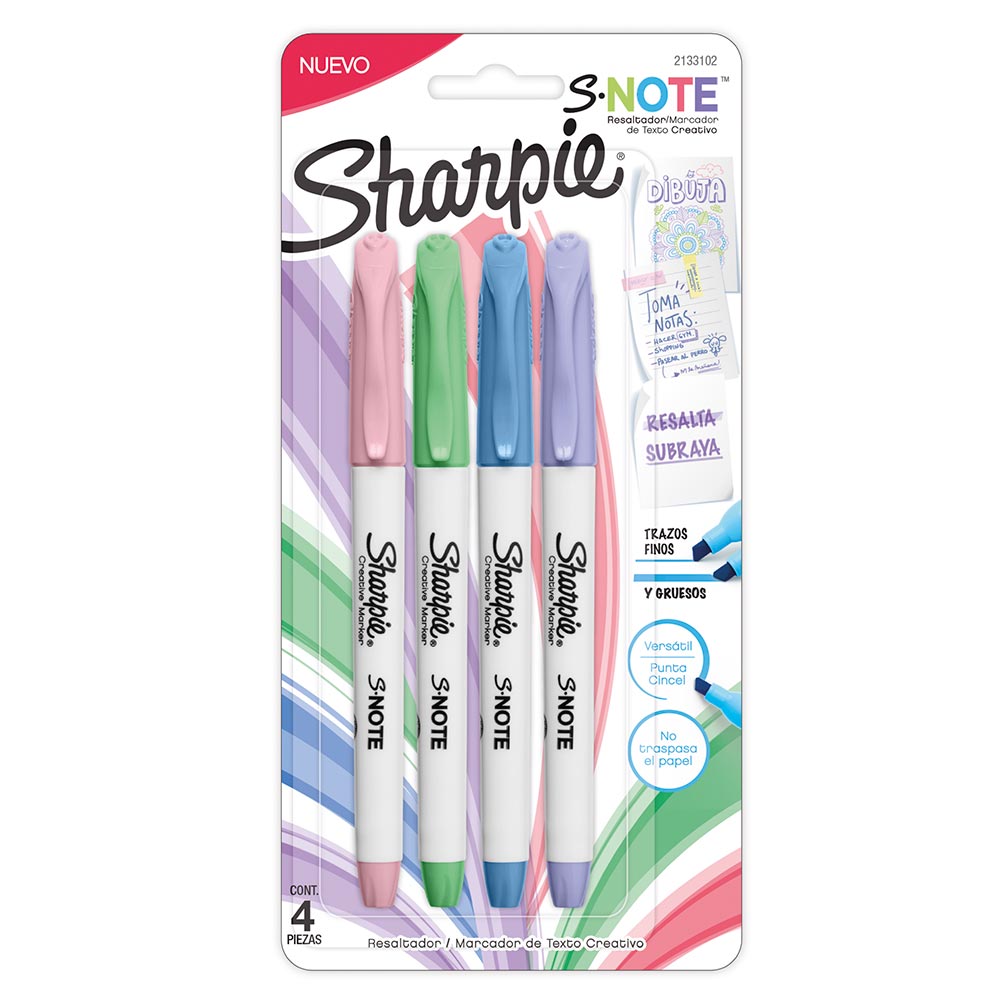 Resaltador Sharpie colores pastel note x4 und