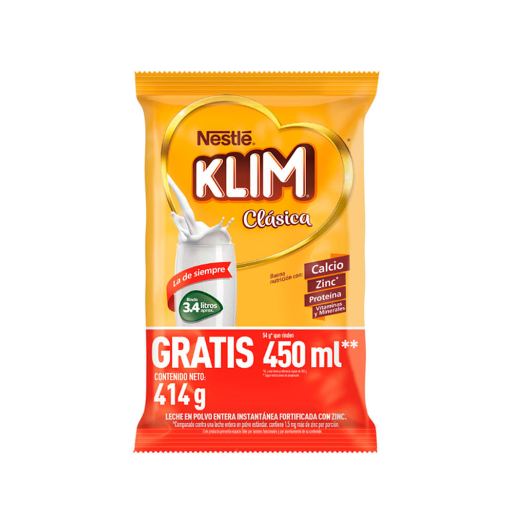 Leche En Polvo Klim Clásica x360g gratis 54g - descontinuado