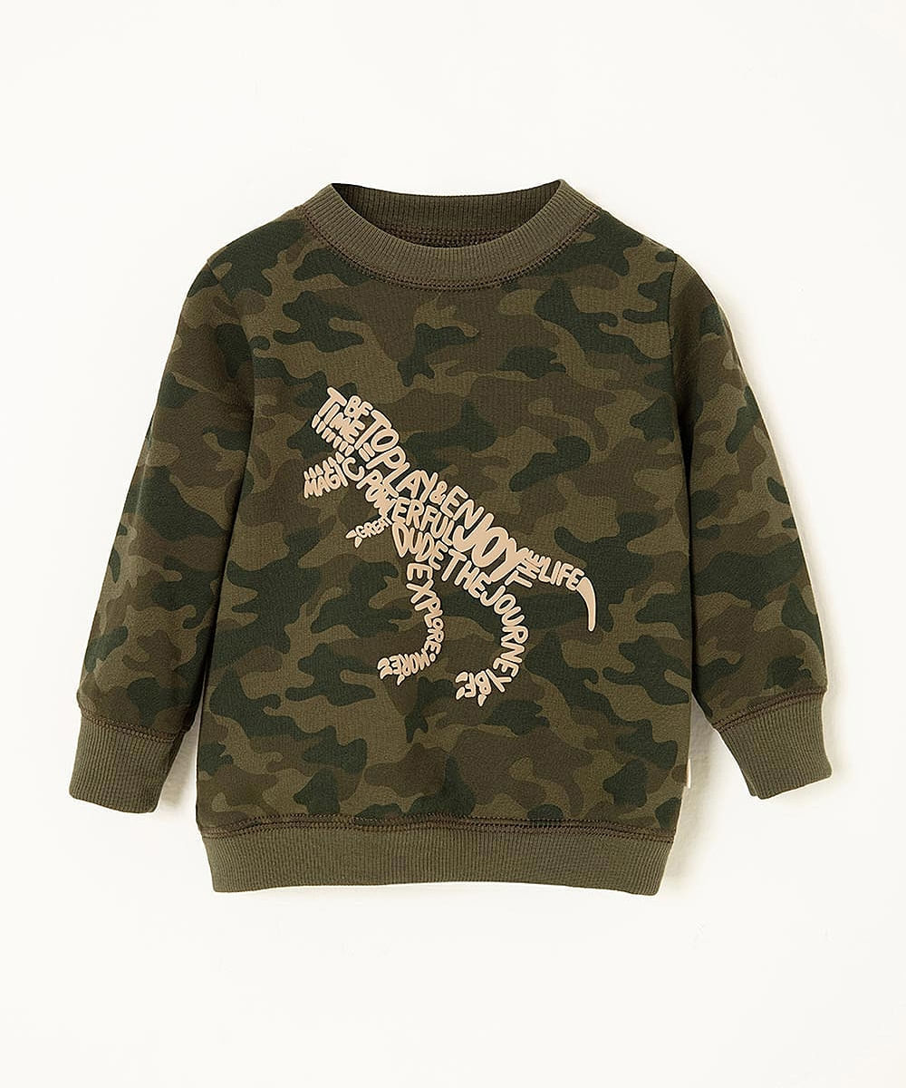 Buzo cuello redondo en Algodón Bebito Verde camufaldo TEDRI