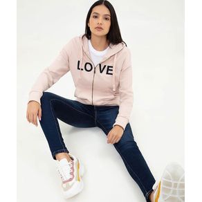 Buzo con Capucha en fleece Algodón Femenino Palo de Rosa Liso ABAKI