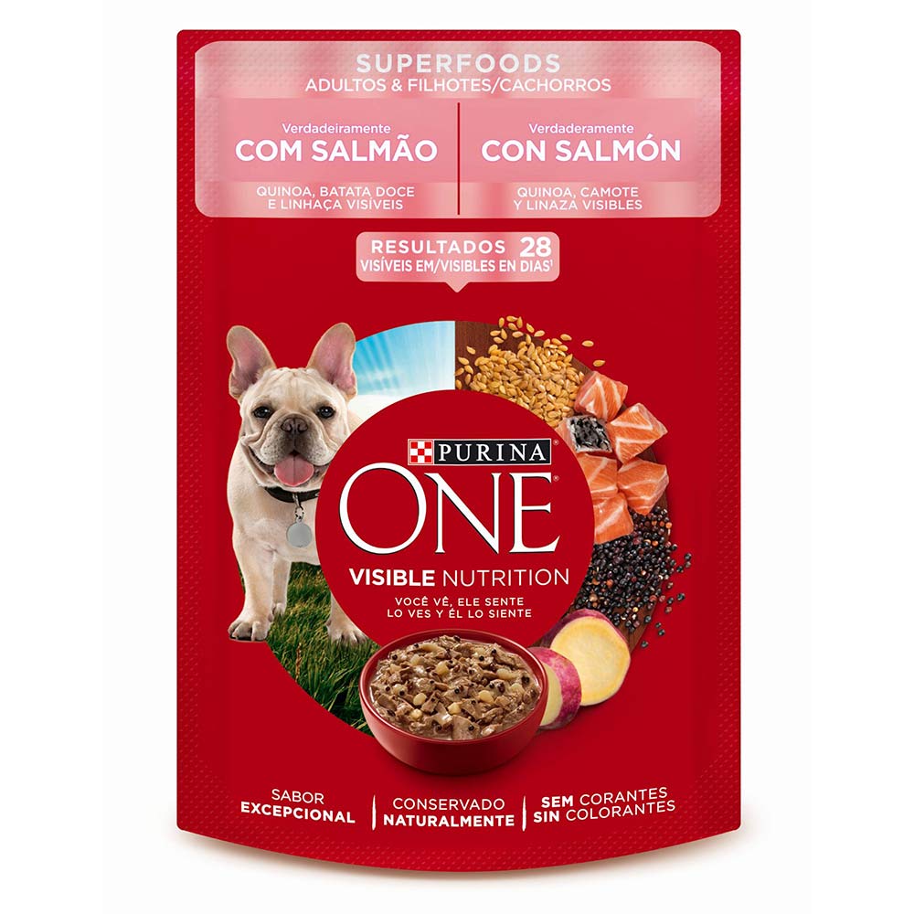 Alimento húmedo para perros Purina One Adultos y Cachorros salmón x85g