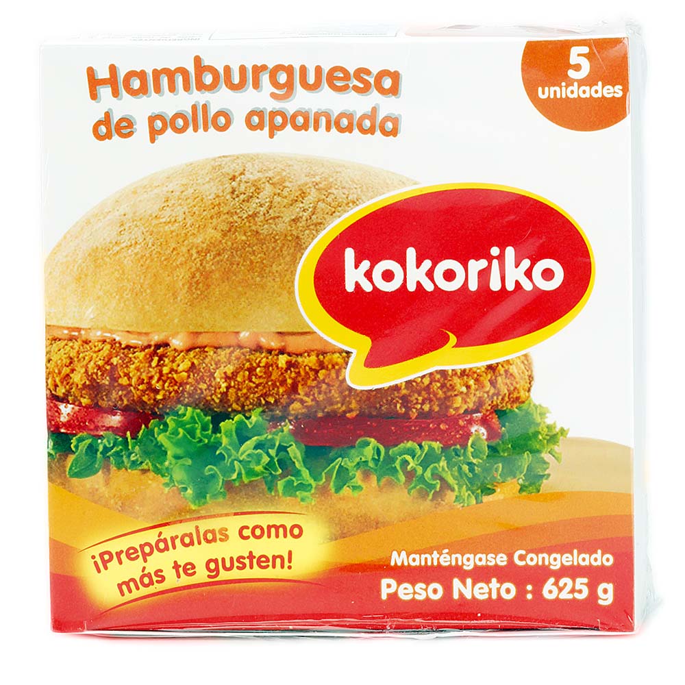 Hamburguesa de pollo apanada x 5 unidades