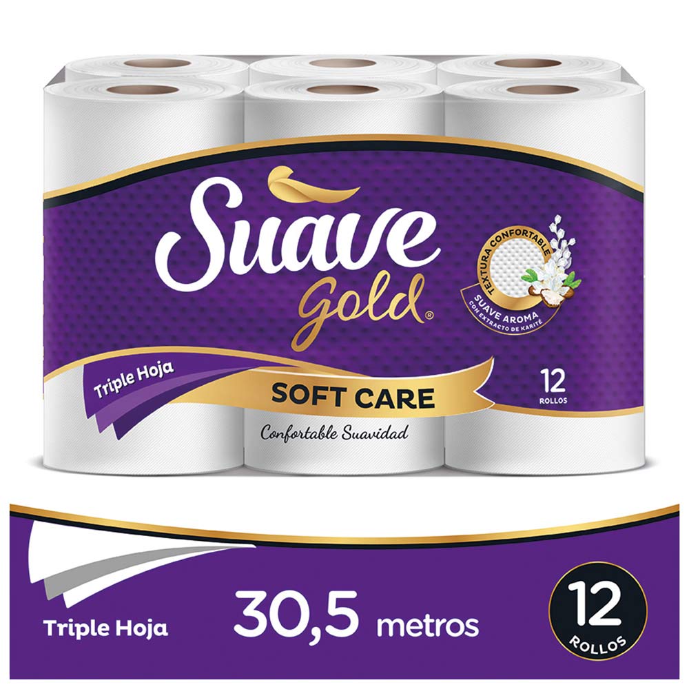 Papel higiénico Suave Gold cuid.svex12rolx31.5m c-u