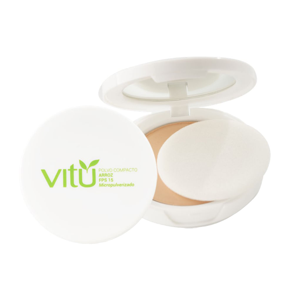 Polvo Compacto Arroz FPS 15 Vitú Tono 4 Castaña