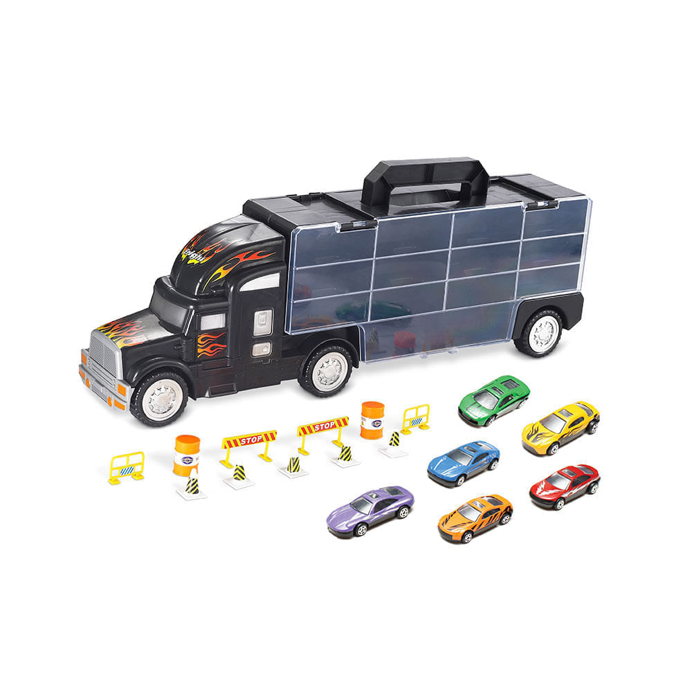 Camión Cencosud con 6 autos 11 accesorios