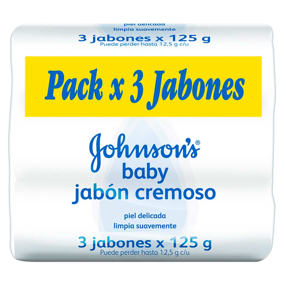 Jabón Johnson's Baby cremoso en barra original x 3und x 125g
