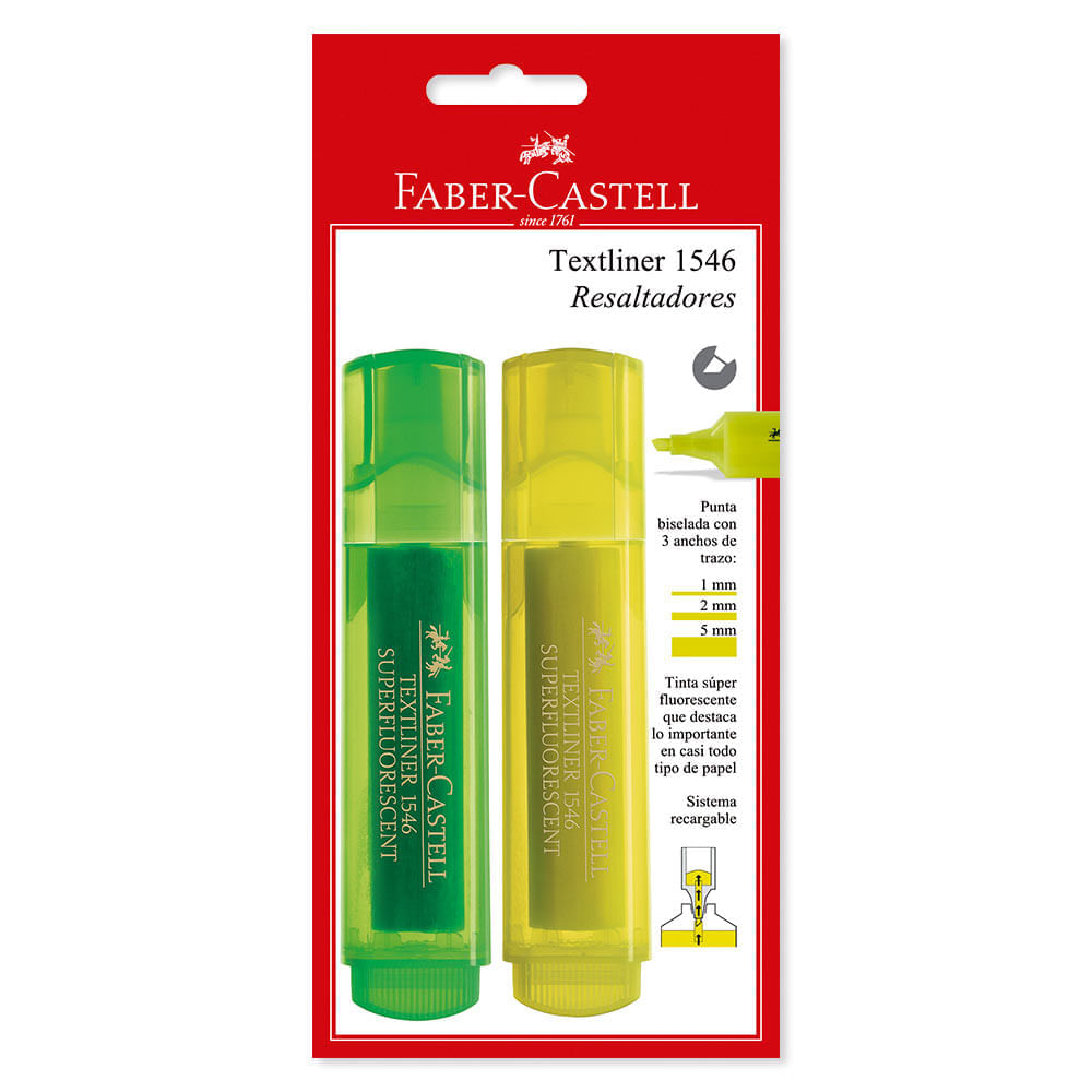 Resaltador Faber Castell superfluor x2und (amarillo-verde)