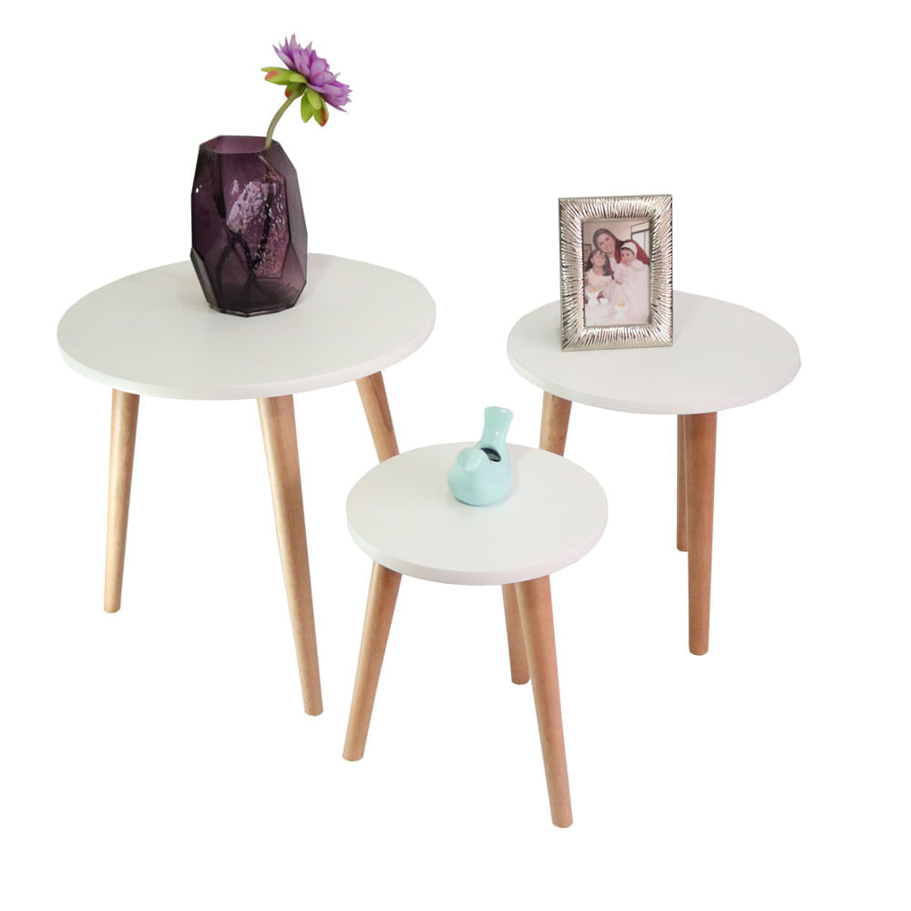 Set x 3 mesas redonda blancas dko design