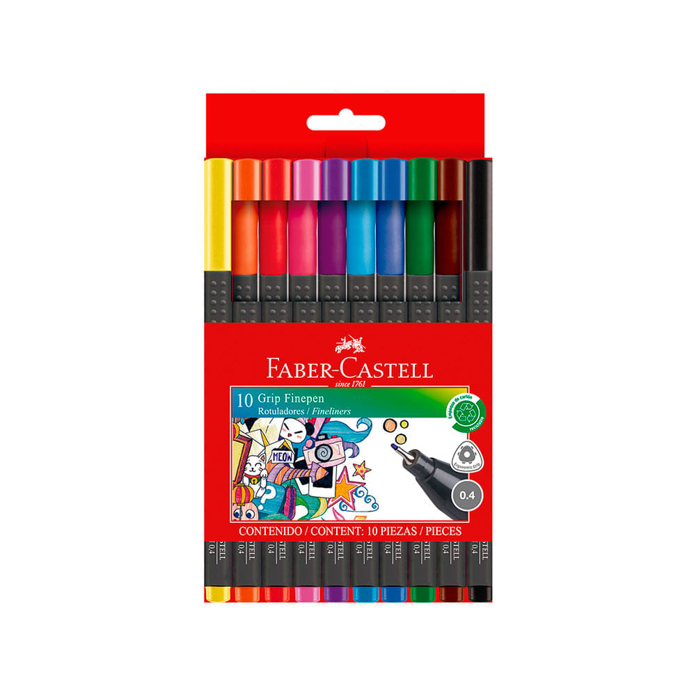 Marcadores grip finepen Faber Castell caja x10und