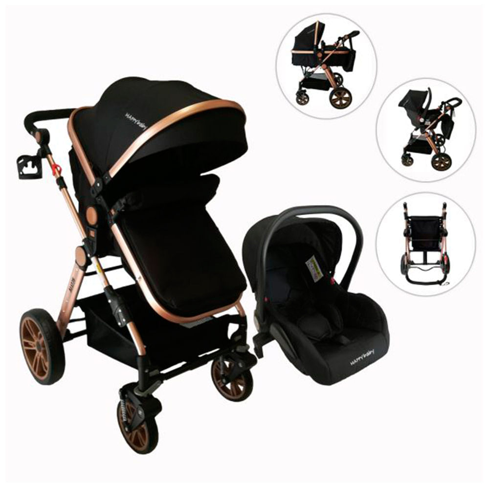 Coche Bebé Moises Alizze Negro Happy Baby