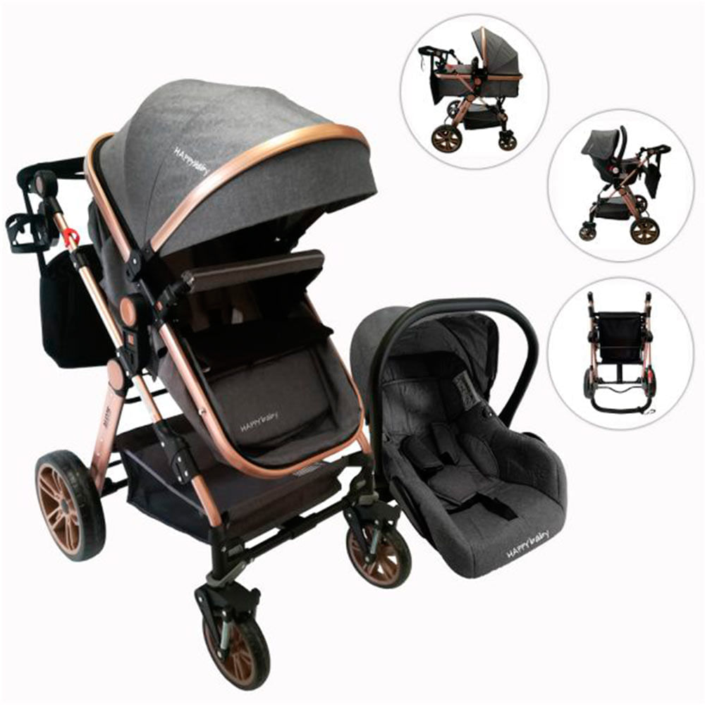 Coche Bebé Moises Alizze Gris Happy Baby